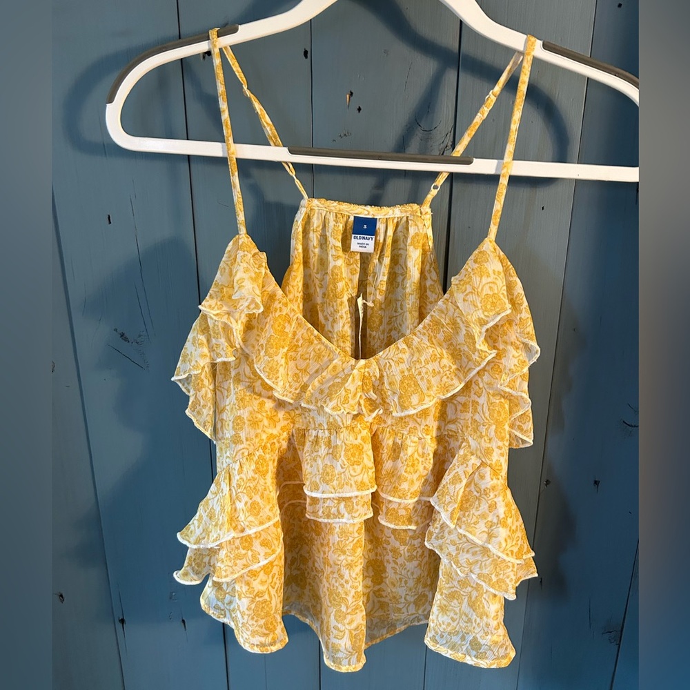 Old Navy Yellow Ruffled Camisole Top | Women’s Size Small